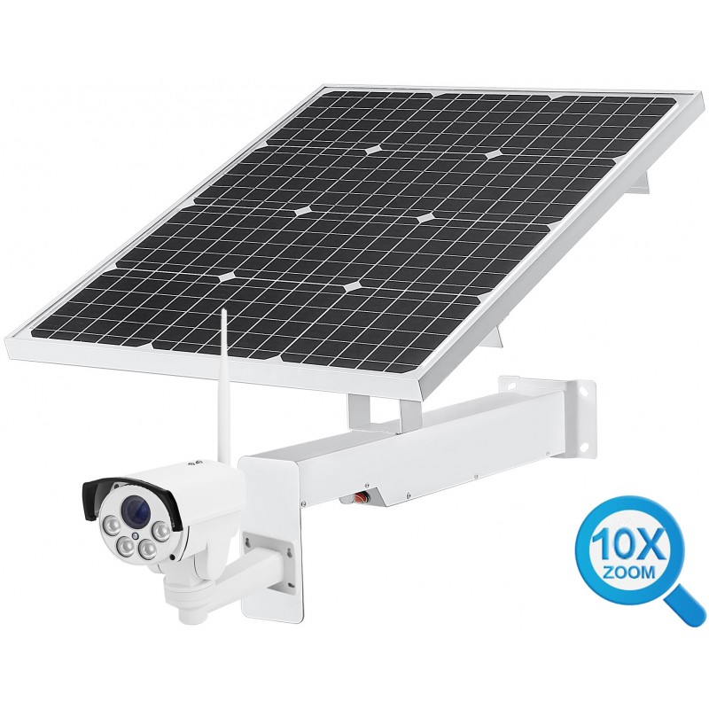 Belaidė 4G PTZ x10 optinio artinimo kamera su 60W 40Ah saulės baterija (su SIM kortelės jungtimi)